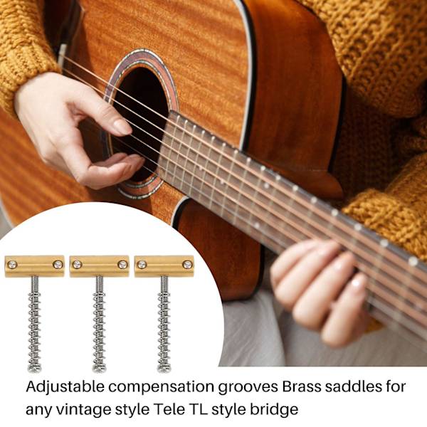 Kompenserad stall för gitarr i mässing, 10,8 mm, för 6-strängad elgitarr i TL-stil