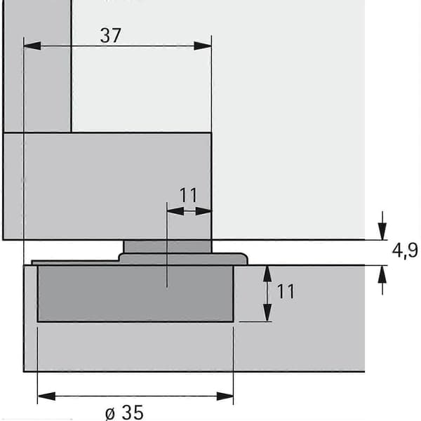 Hettich 9072548 110° Optimat 4 Plus Fm Dolt Ramfästgångjärn (enkelt)