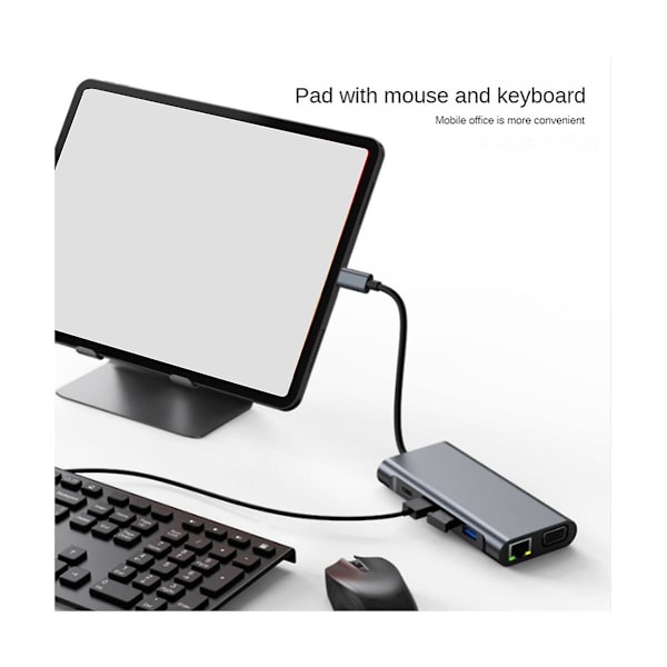 11 in 1 Type C -telakka Usb Hub 3.0 Jakaja Moniporttisovitin 4k -yhteensopiva Rj45 Sd/tf Vga Pd Audio J