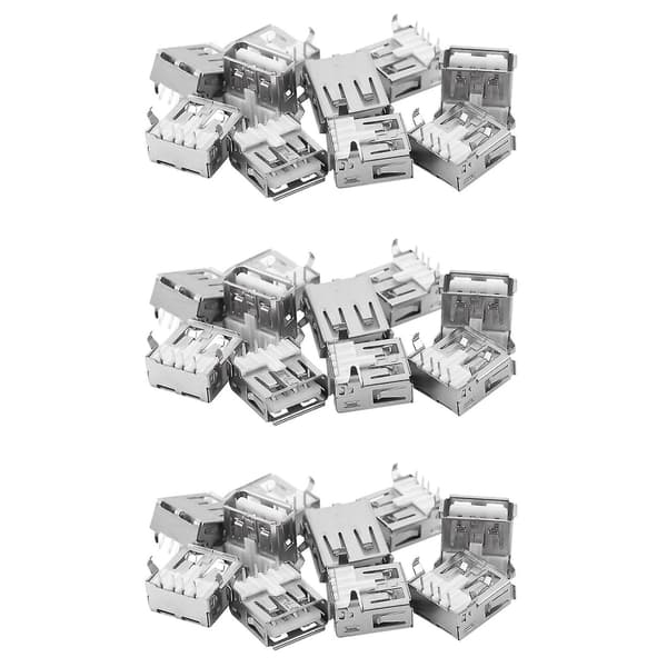 10X USB Type-A Hunn PCB Monteringskontakt Plugg Rett Vinkel