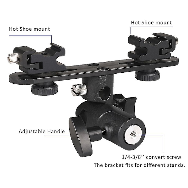 Dubbel blixtfäste 2-blixtfäste Speedlight-stativ Paraplyhållare Blixtfyllningsfäste för Dslr-kamera