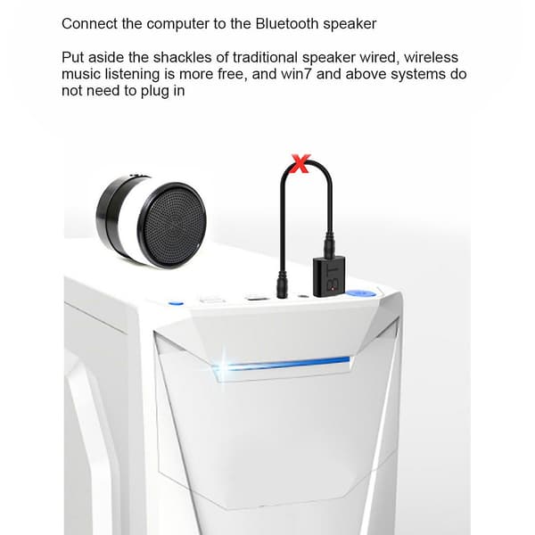Bluetooth 5.0 Sender Mottaker Mini 3.5MM AUX Lyd Trådløs Adapter LED Indikator 2I1 Bilsett