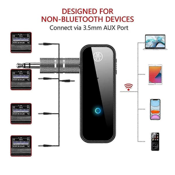 Bluetooth-mottaker, Bluetooth-adapter for bil, 5.0 Bluetooth-sender, bærbar trådløs 3,5 mm Aux Bluetooth-adapter 2024THO