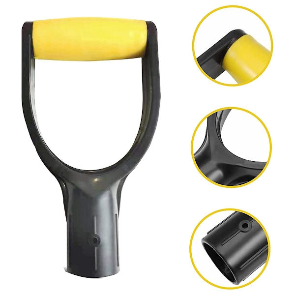 Spadehandtag i Plast med D-Grepp, 32 mm Inre Diameter, Snöspadehandtag, Snöspade, Grävspade (Gul)