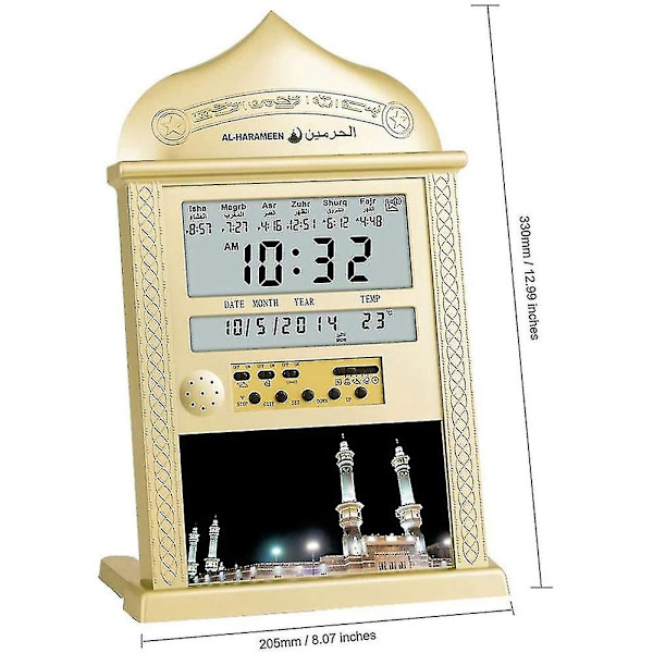 Azan-klocka Athan böne klocka automatisk Azan vägg böne klocka islamisk muslimsk guld