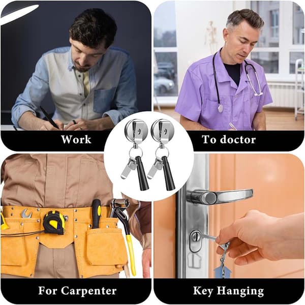 Retractable Keychain Pen Holder with Spring Buckle