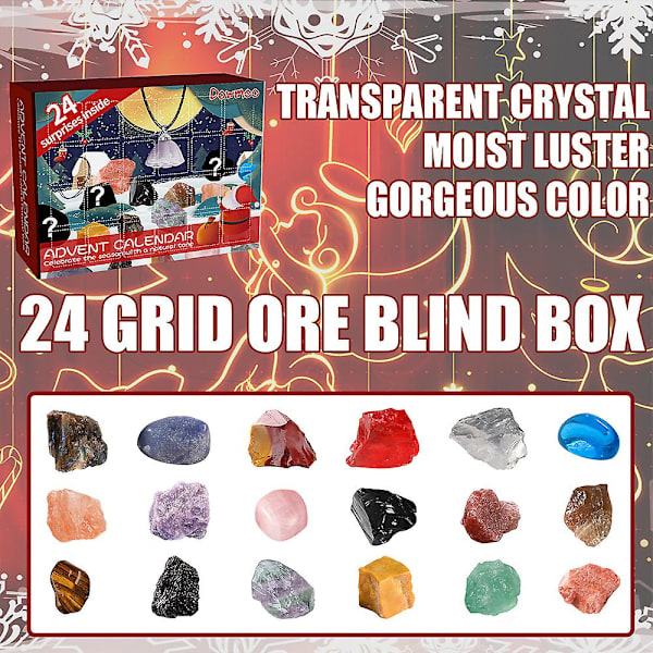 Julkalender med 24 Fack, Ädelstenar, Blind Box, Leksaker, Julgåvor till Barn