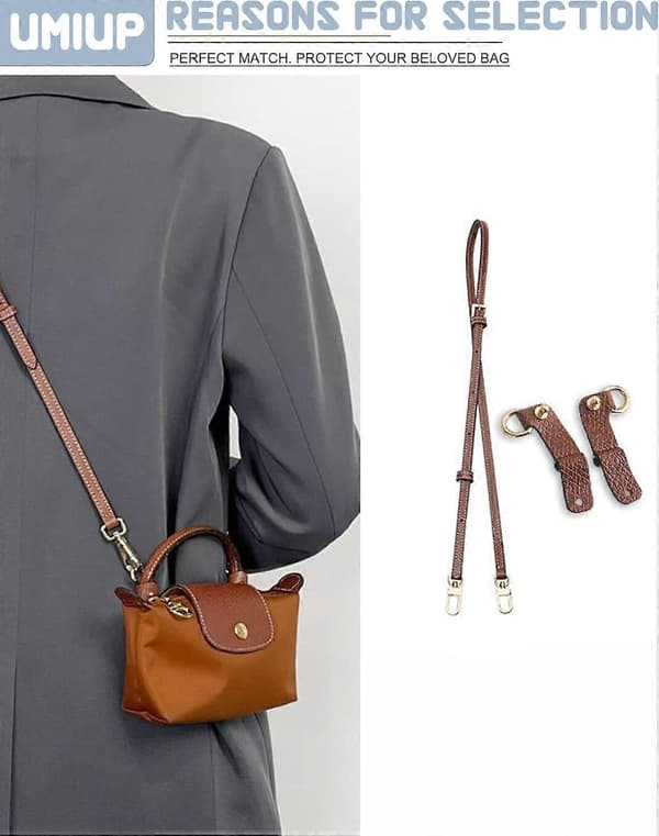 Læderpungrem til Longchamp konverteringssæt, erstatning for Longchamp Le Pliage Tote Bag Graphite GrayB Graphite Grey