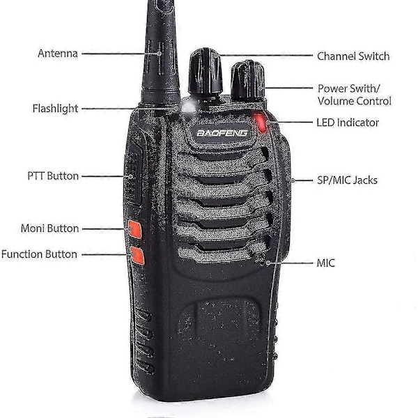 Baofeng Bf-888s(bf-88a) FRS Radio Walkie Talkie 0.5w 16-kanals Tvåvägsradio med Hörsnäcka, LED-ficklampa, USB-laddare 4-pack