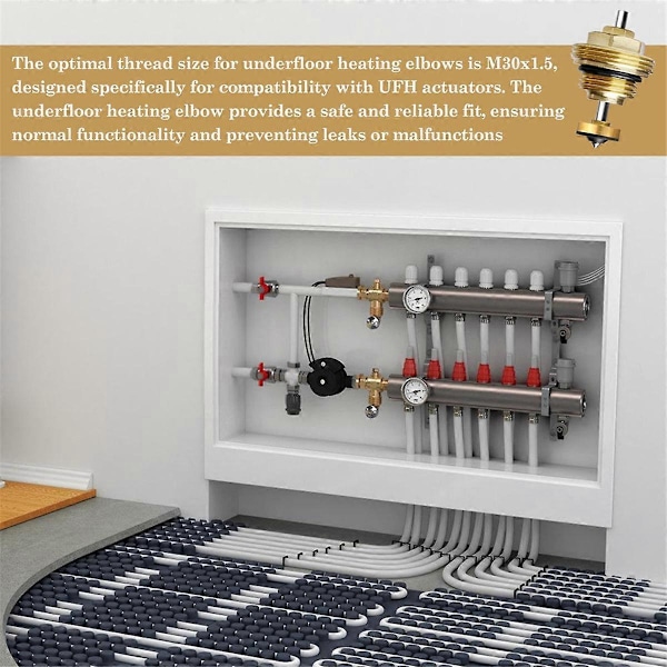 Gulvvarme Manifold, Pakke med 6 Returpinneventilkjerne M30 X 1.5, Returpinneventilkjerne, Ther