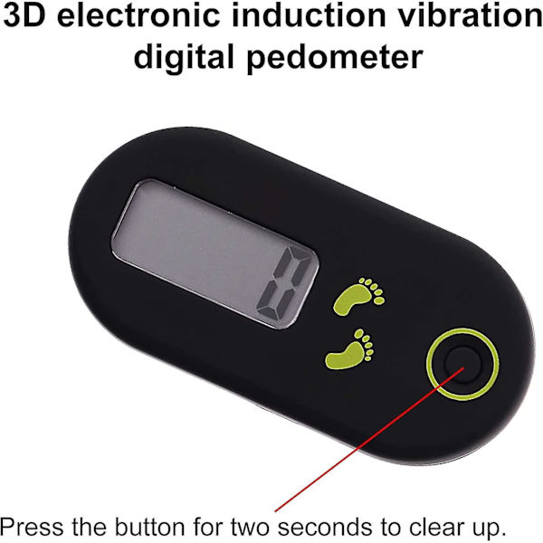 Mini askelmittari klipsillä, 3D digitaalinen askelmittari, kalorilaskuri, kannettava askelmittari lenkkeilyyn, patikointiin, juoksuun ja kävelyyn