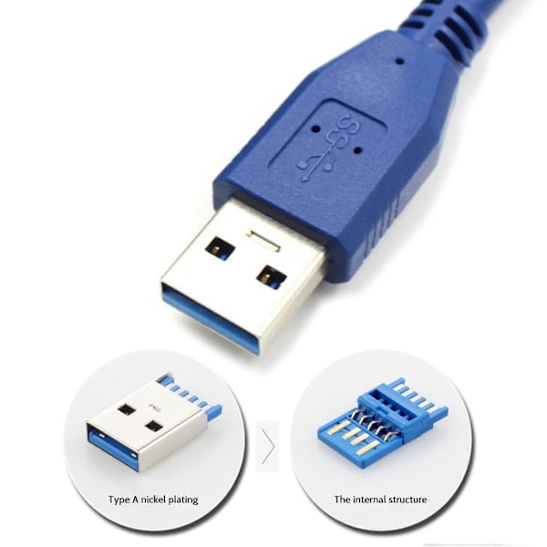USB3.0 Hann til Hunn Skjøtekabel USB 3.0 Høyhastighets Dataoverføring Skjøtekabel med Skjerming