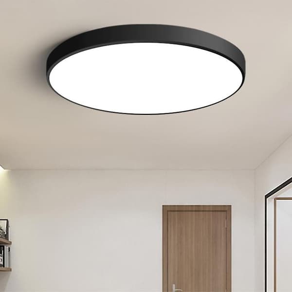 LED Loftlampe Moderne Lampe Stue Belysning Armatur Soveværelse Køkken Montering Flush Panel (Sort)