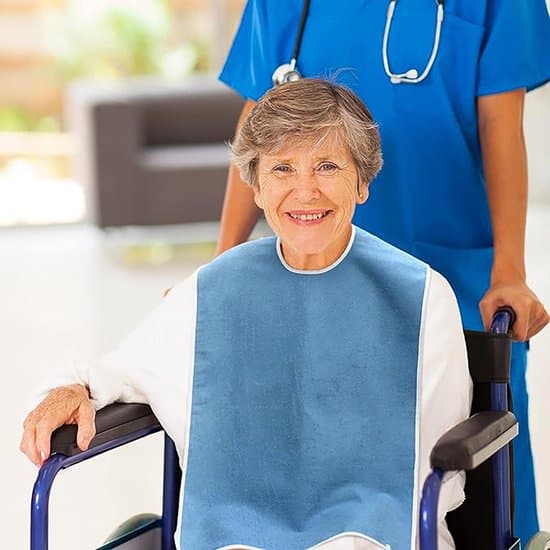 Two-pack premium adult bibs, unisex, suitable for the elderly and disabled, adjustable, terry bibs, machine washable - blue.