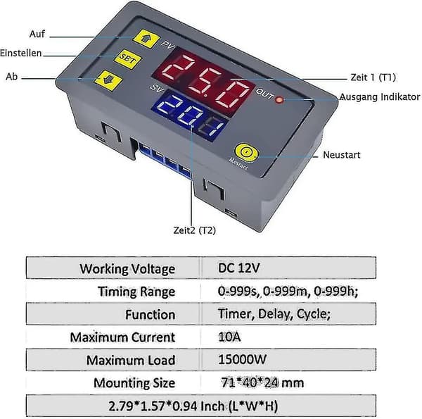 12v Tidsrelæ 12 Volt Timer Relæ Udendørs 10a Digitalt Sluk-relæ Justerbar Gave
