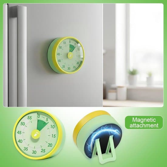 Børnevenlig visuel timer - Mekanisk timer - Magnetisk 60-minutters timer - Til køkken, klasseværelse og kontor