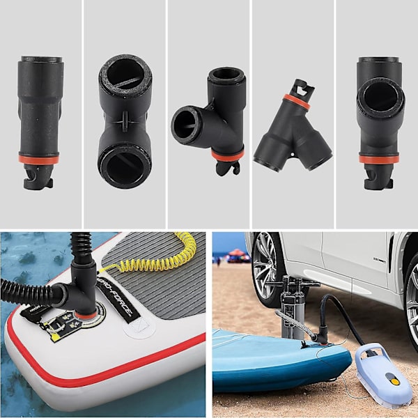 Sup Pump Adapter Dubbel Inlopp Uppblåsningsadapter för Båt Kajak Stand Up Paddle Board Surfbräda Tillbehör