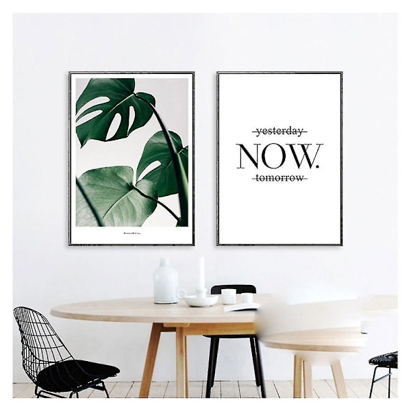 Wekity Ordkonst och Växtbladskomposition av Konstdukstryck Poster, enkel modekonst teckning dekor (set om 3 oramade, 5x7 tum)