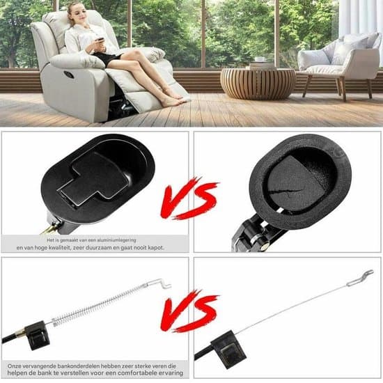 Universal Recliner Cable - Aluminum Cable with Handle 96cm Black - Replacement for Recliner - 1 Piece - Home Use Black