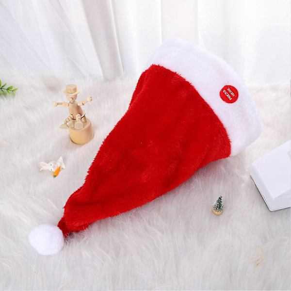 Elektrisk Jultomteluva som Sjunger och Dansar - Batteridriven Röd Plyschluva med Svingande Tomte - Juldekoration och Present