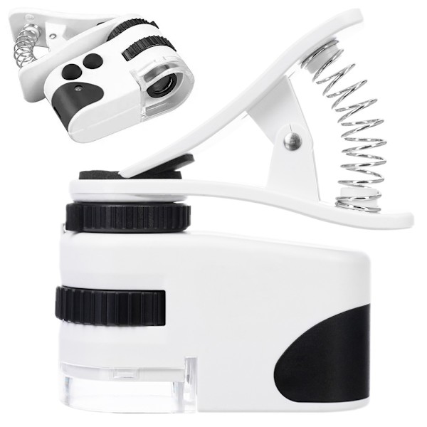 Mini Microscope with UV Lamp - 60x Magnification - For Mobile Phone