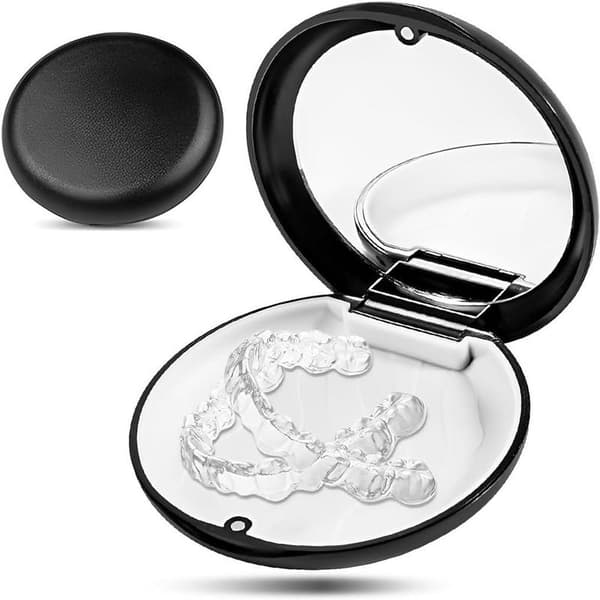Portable storage box for mouthguards and aligners - Compact and hygienic case (Black)