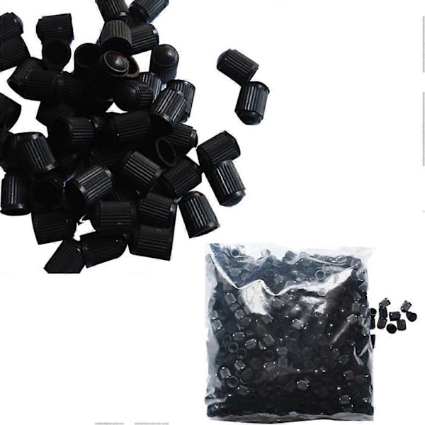 100 stk. Dæk Plastik Hætter (Sort)