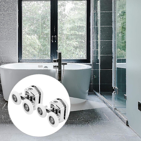 4 Pakning Glass Dusjdør Hjul, 23mm Diameter Solid Sink Legering Doble Trinser For Dusjkabinett, Dusjrom, Reservedeler-dwdz