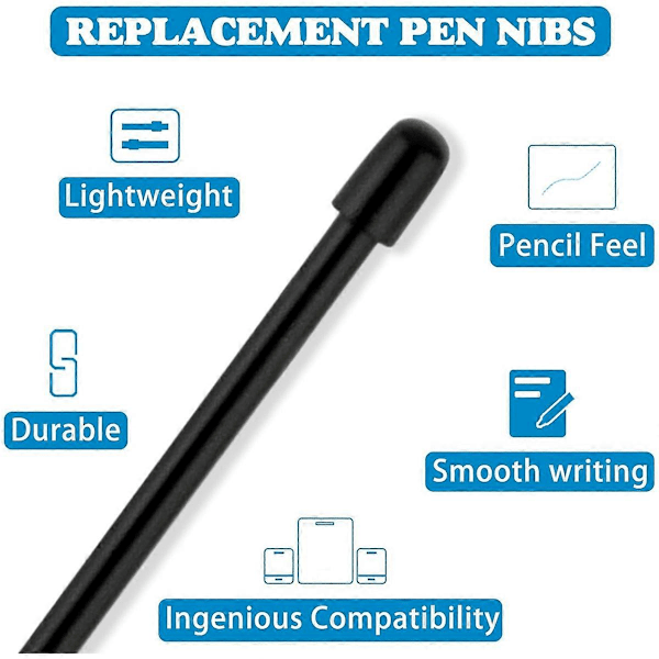 Standard pennspetsar för WACOM, 12 st Svarta ersättningspennspetsar för Wacom Intuos Pro, Wacom IMo