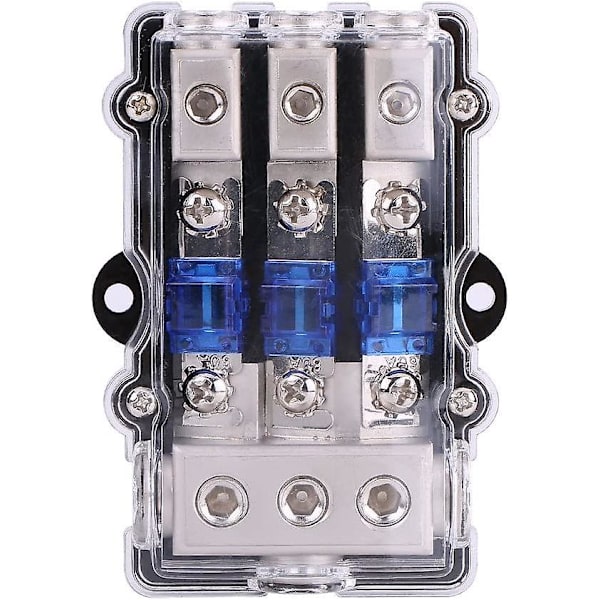 Bladsikringsholder, Sikringsholder Sikringsblok Kit DC 12-24V Sikringsboks til Båd Bil med 3 Blade 3-vejs Sikring
