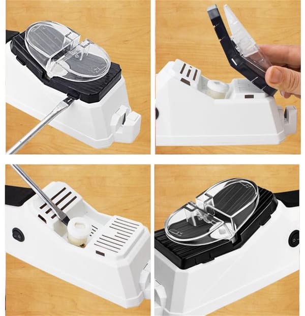 USB Rechargeable Electric Knife Sharpener with 3 Grinding Discs & Safety Guard