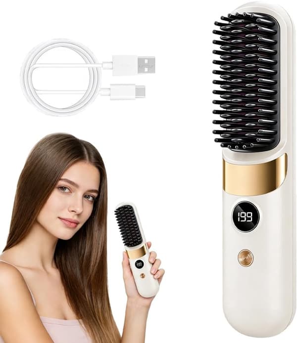 Portable - Ionic Heated Hair Straightener - 4 Adjustable Temperature Settings - with LED Display - Perfect for Daily Use While Traveling