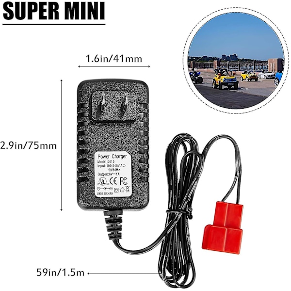 6v laddare för barn åka på bil, 6 volt batteriladdare för åka på leksaker med laddningsindikatorlampa för elektrisk babyvagn åka leksaksbatteri strömförsörjningar