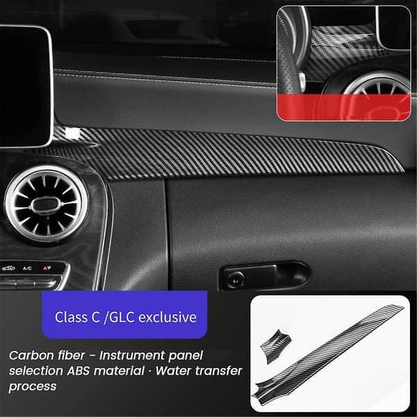 Kontrollpanel Dashboard Strips Trim för C-Klass W205 C180 C200 X253 GLC260 2015-2022 ABS