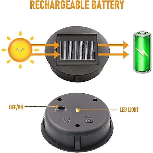 4 Stycken Ersättnings Solcellslampor Med LED-lampor, Ersättnings Topplampor för Solceller, LED Solpanel Lyktlock För Utomhus Hängande Trädgårdslykta Qyroa