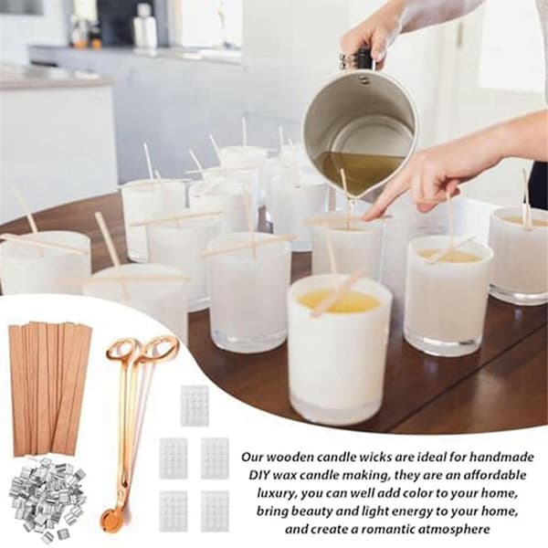 Trepinner til Lys, Trepinner med Vekeklipper, Lyslaging Sett for DIY