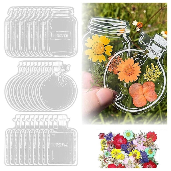 120 st Transparent Torkade Blombokstäcken, Handgjorda DIY Pressade Blommor Bokstäcken, Klara Blomstersidesklämmor Bokstäcken DIY