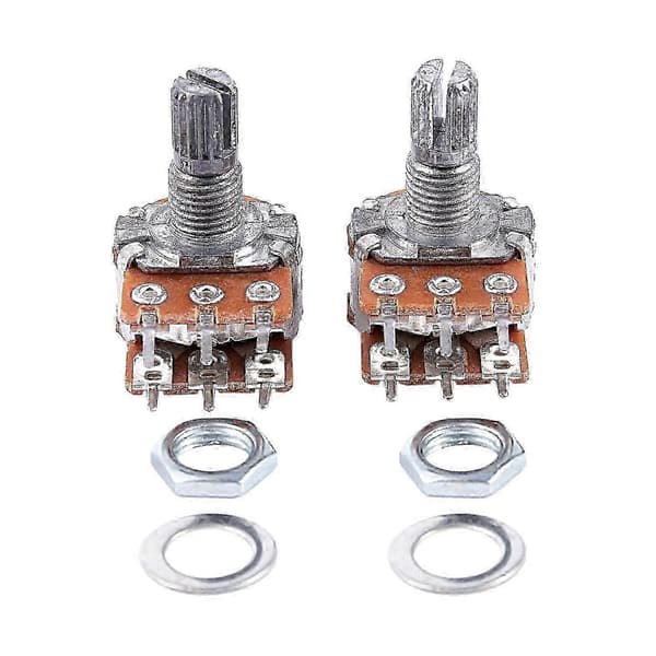 2 stk. B20K 20K Ohm 8mm Aksel PCB-montert Lineær Dobbel Potensiometer