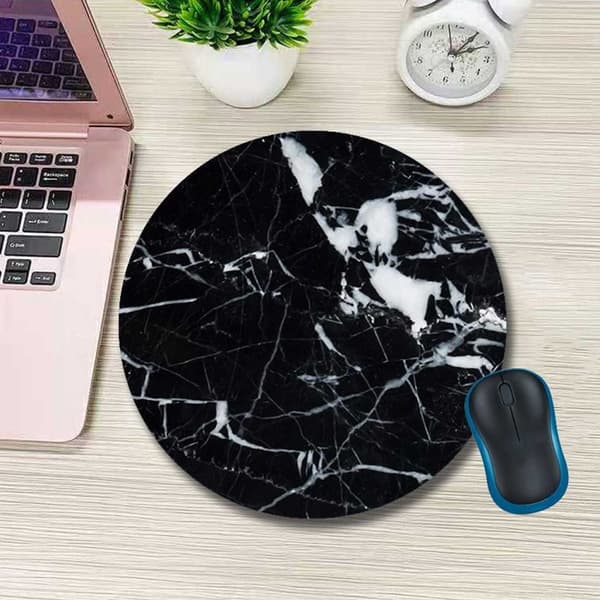 Soft Round Mouse Pad with Print Black Marble 20cm