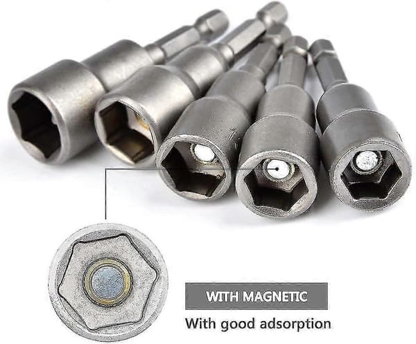 6-19mm Magnetisk Mutterdragare Borr Bits Set 1/4 Tum Hex Skaft Snabbväxling Metrisk Mutterdragare Set - 14st-XT