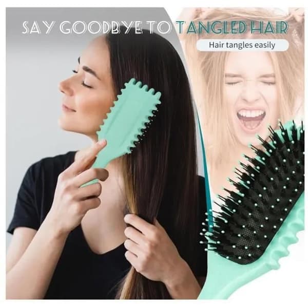 Stylingbørste - Bounce Curl Børste - Vildsvinebørster - Ergonomisk - Grøn
