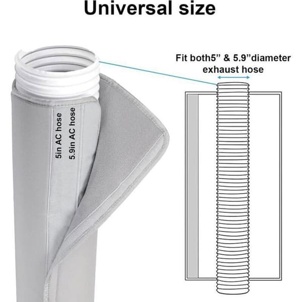Isolerende dækken til klimaanlægsslange - Længde 150 cm - Bredde 53 cm - Kompatibel diameter 12,7 cm til 15 cm
