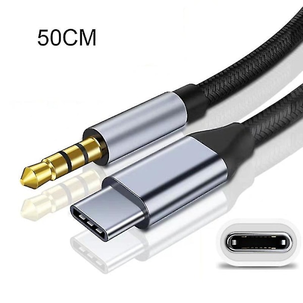 Audiokaapeli USB Type-C - 3,5 mm kuulokeliitäntään auton Aux-stereoadapterimuunnin