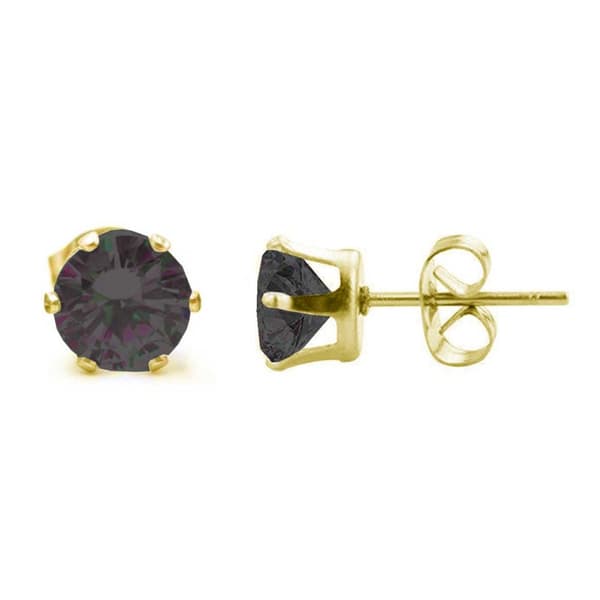 2-pakning Gull Piercing Øredobb Svart Krystall – 7mm
