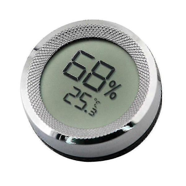 1 stk. Sølv Sigar Humidor Hygrometer Mini Digital LCD Display Sensor