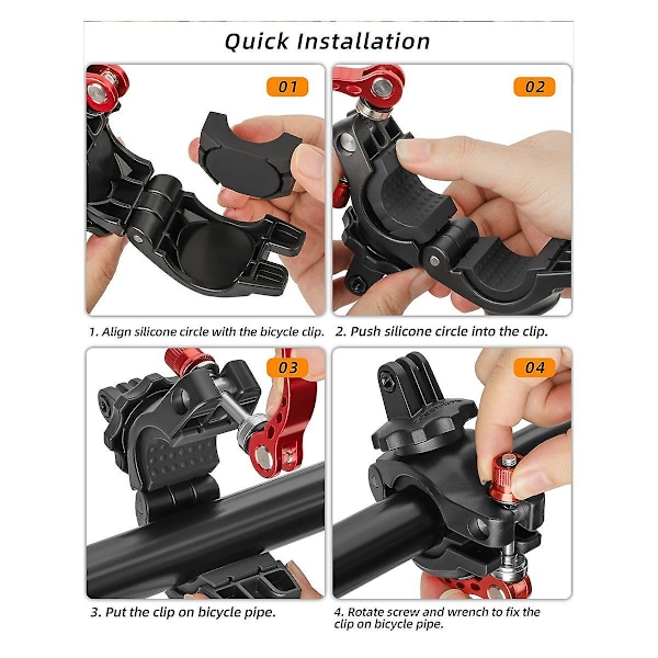 Til Action4/GoPro12 Cykelklemme 360 Graders Roterende Multi-Rør Multi-Funktions Bærbar Holder