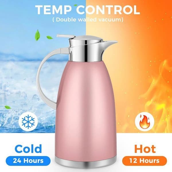 Termokaffekande, dobbeltvægget termokande i rustfrit stål, holder 1,8 liter te varm i 12 timer.