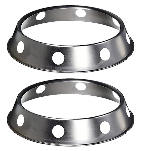 2 STK Rustfrit Stål Wok Ring Metallisk Rund Bund Wok Stativ 26,5x30 cm Universal Størrelse Tommer til