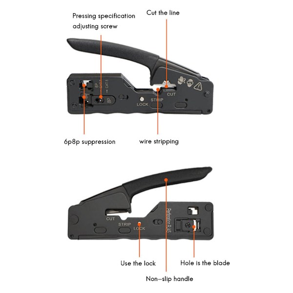 Netværkskabel Krympeværktøj Kompatibel Rj45 Cat7 Cat6 Cat5 Rj11 Rj12 Konnektor