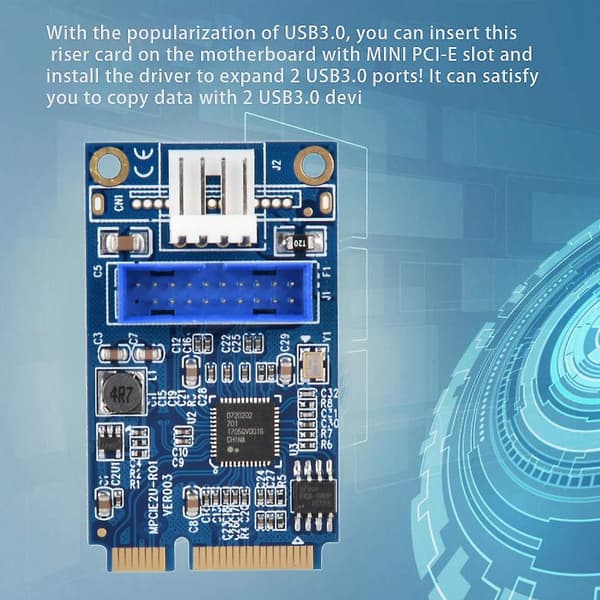 MINI PCI-e til USB3.0 Front 19-Pin Udvidelseskort 2 Port Desktop Computer Overførsels Udvidelseskort Sm